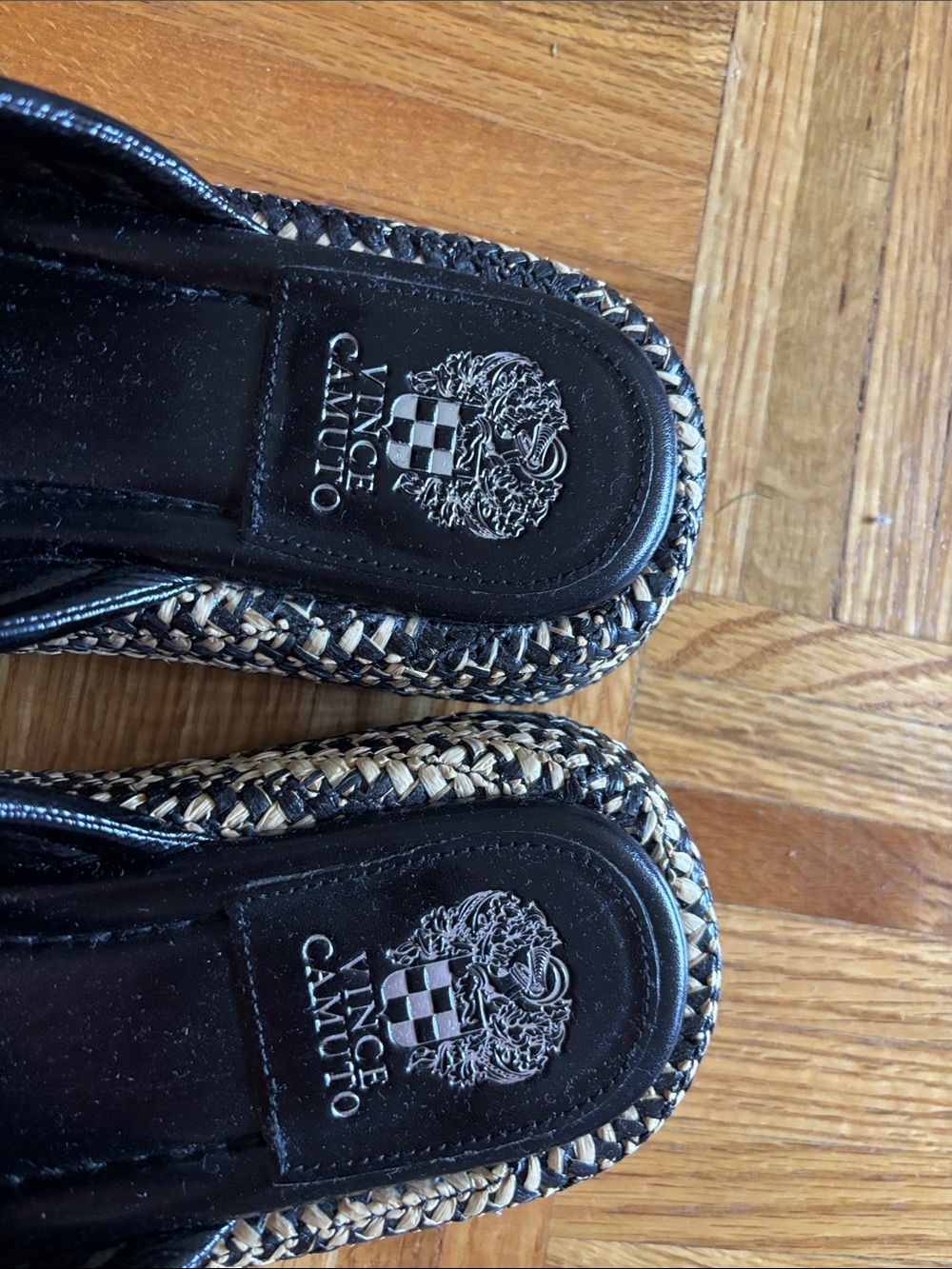 Vince Camuto Black Braided-Trim Slide Mules - Picture 3 of 12